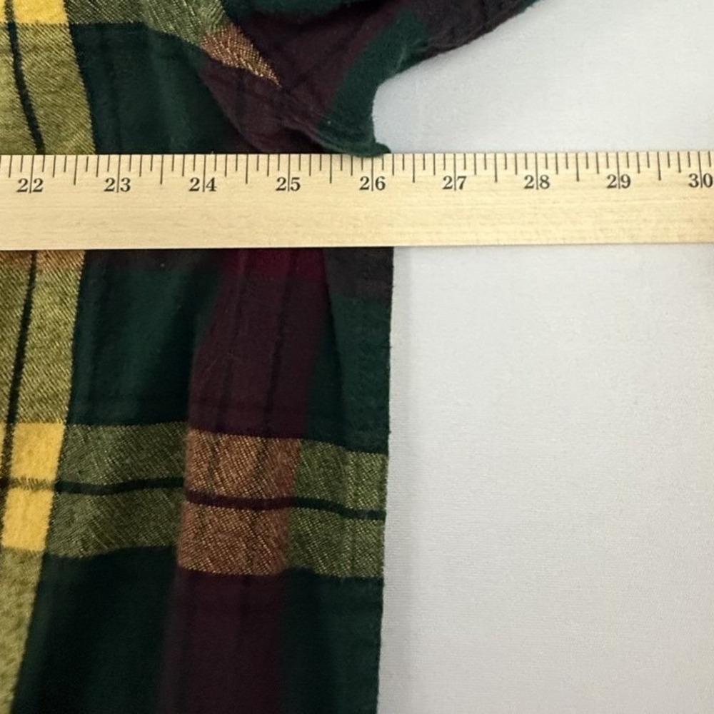 L.L. Bean Flannel Shirt Mens Extra Large Green Plaid Traditional Fit Long Sleeve - Picture 7 of 10